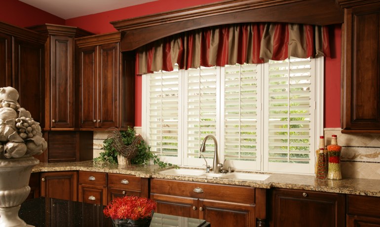 Boston kitchen shutter and cornice valance